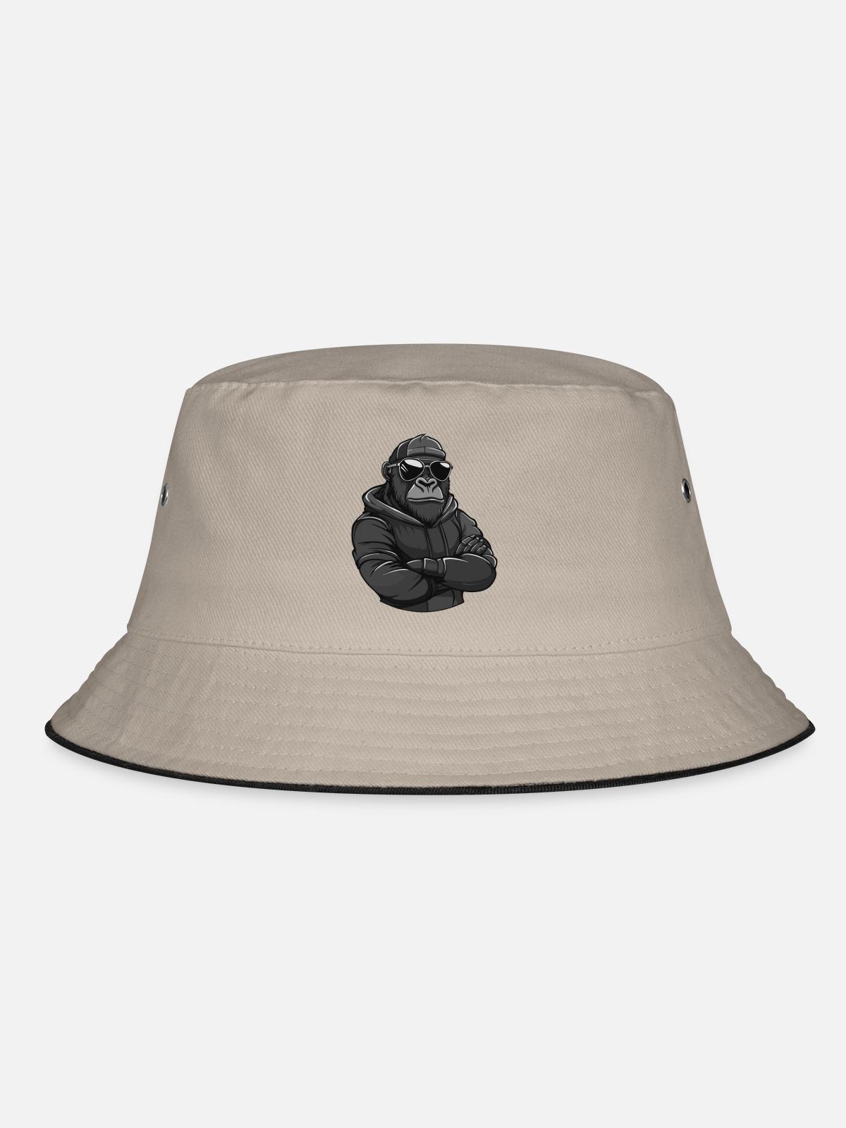 Gorilla Animal Comic - Bucket Hat - khaki/black - Front