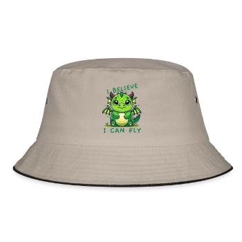 Dragon green: "I believe I can fly" - Bucket Hat - khaki/black - Front