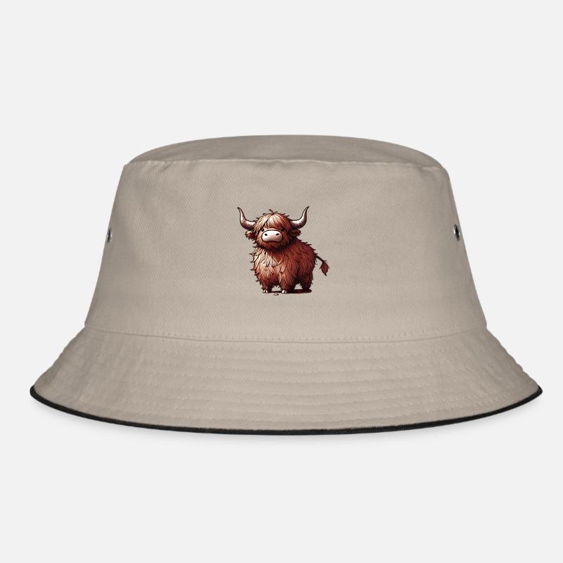 Charming Highland Cattle Rustic Animal Design Bucket Hat