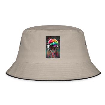 Surreales Gehirnbaum-Design – Kreative Verschmelzung - Bucket Hat - Khaki/Schwarz - Vorne