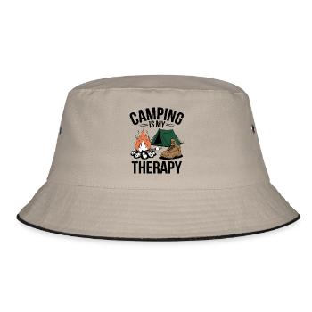 Camping is My Therapy - Bucket Hat - khaki/black - Front