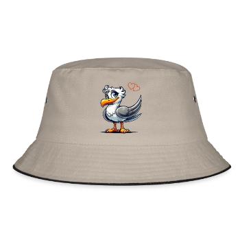 vogel comic - Bucket Hat - Khaki/Schwarz - Vorne