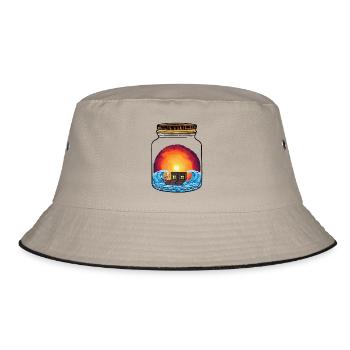 Lustig Erdnuss Seemann Schiff Boot maritim segeln - Bucket Hat - Khaki/Schwarz - Vorne