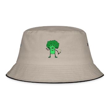 Brokkolie Gemüse Kiffer kiffen Joint rauchen - Bucket Hat - Khaki/Schwarz - Vorne