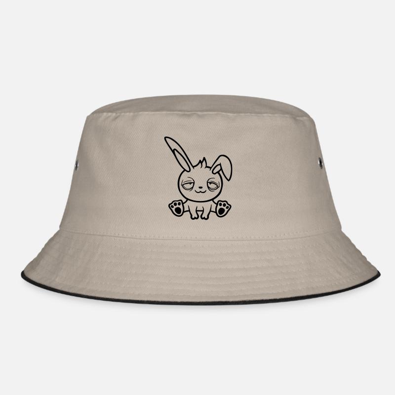 Bunny Tired Confused Relaxed Red Dark Circles Chill Bucket Hat