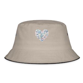 Heart of Hydrangeas Flowers - Delicate Blossoms - Bucket Hat - khaki/black - Front