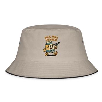 Eine Milch, Milchkarton im Retro Wahnsinn - Bucket Hat - Khaki/Schwarz - Vorne