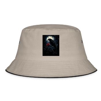 Raven Rose Moon Gloomy Gothic Black Crow - Bucket Hat - khaki/black - Front