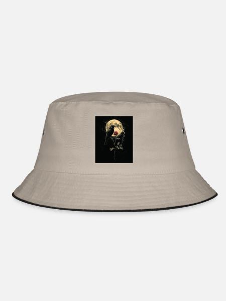 Raven Rose Moon Gloomy Gothic Black Crow - Bucket Hat - khaki/black - Front