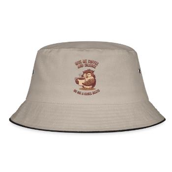 Coffee Owl - give me coffee and silence or die - Bucket Hat - khaki/black - Front