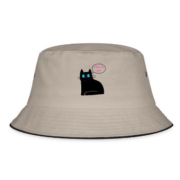 Schwarze Katze, die uns bittet, ihrem Blick zu folgen - Bucket Hat - Khaki/Schwarz - Vorne