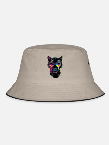 Panther Leopard Raubkatze Süße Großkatze Panter - Bucket Hat - Khaki/Schwarz - Vorne