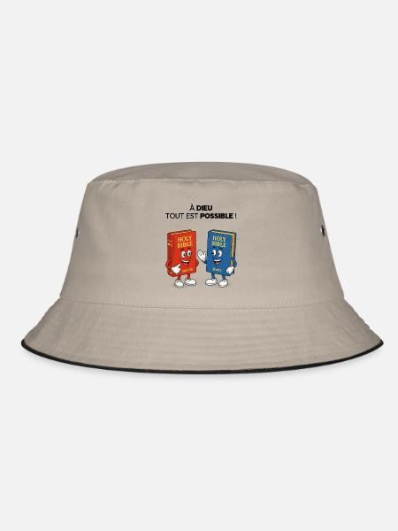 Bibel T-Shirt - Bucket Hat - Khaki/Schwarz - Vorne