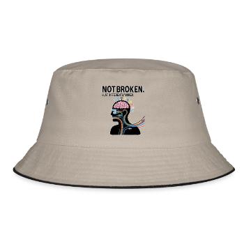Not broken – just wired differently - Bucket Hat - khaki/black - Front