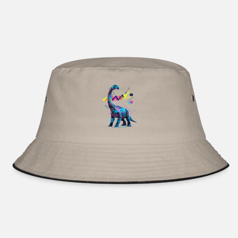Neon Dinosaur Abstract Artwork Bucket Hat