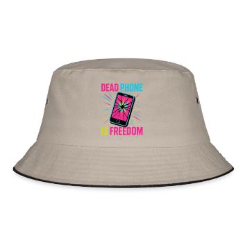 Dead Phone is Freedom - Bucket Hat - khaki/black - Front