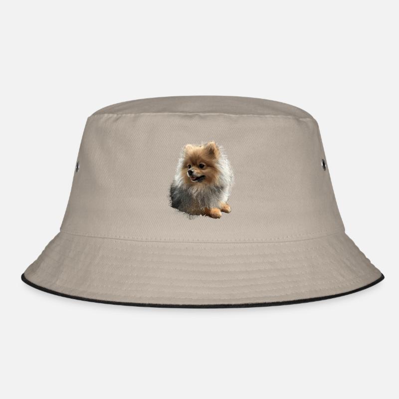Zwergspitz Pommeraner Pom Süßer Deutscher Spitz - Bucket Hat - Khaki/Schwarz