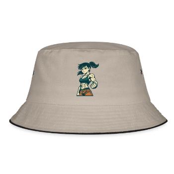 Muscular fighter with braid and strong fist - Bucket Hat - khaki/black - Front