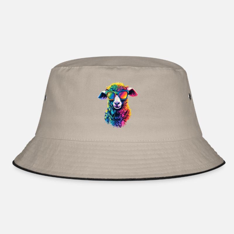 Schaf Lamm Schäfchen Hausschaf Schäfer Süße Schafe - Bucket Hat - Khaki/Schwarz