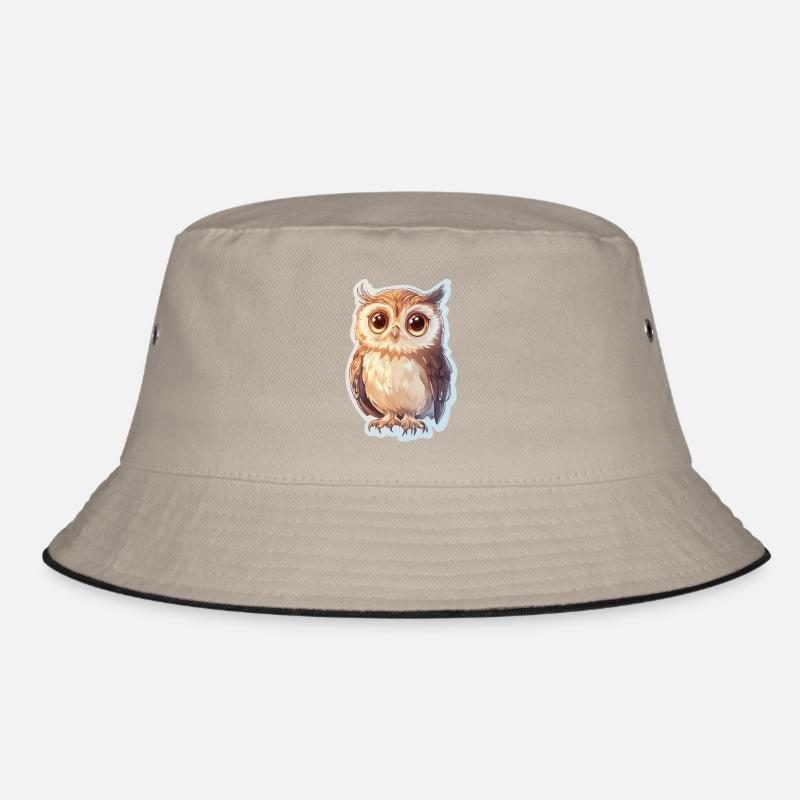 Eule - Bucket Hat - Khaki/Schwarz