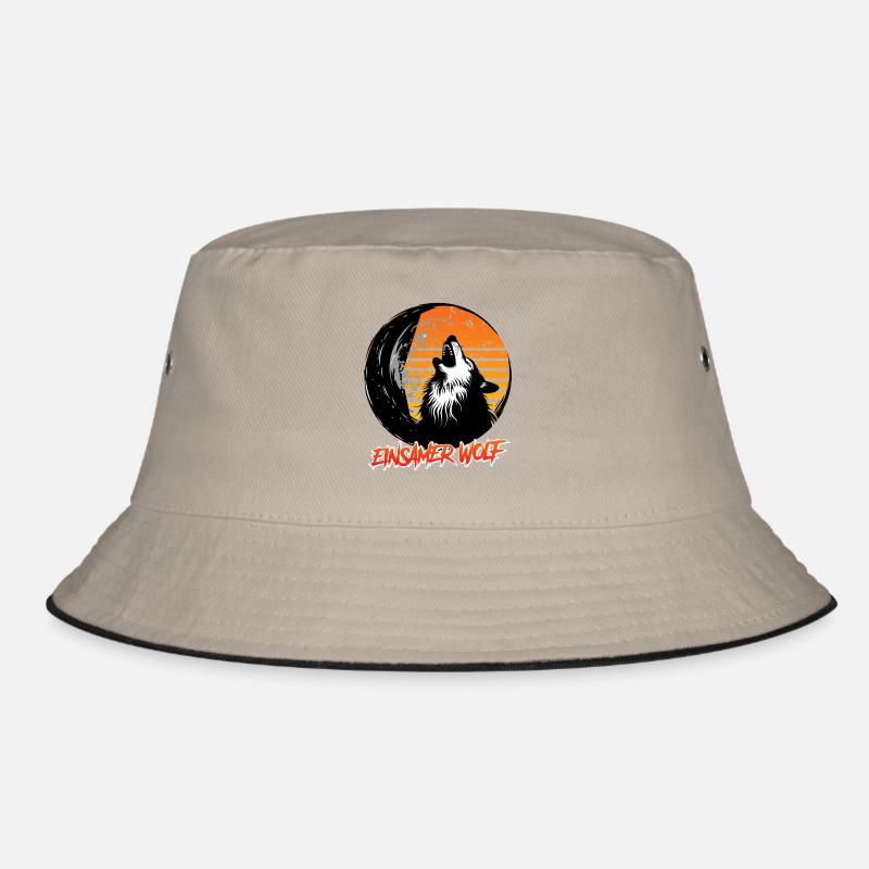 Wolf Spirit LONE WOLF Retro Funny Bucket Hat