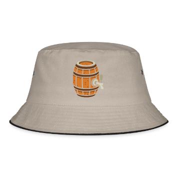 Rustikales Bierfass Cartoon - Bucket Hat - Khaki/Schwarz - Vorne