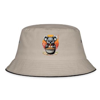 Koala Ramen Meister - Bucket Hat - Khaki/Schwarz - Vorne