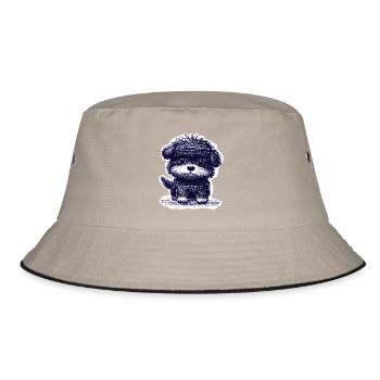 Fuzzy Puppy (Blue) - Bucket Hat - khaki/black - Front