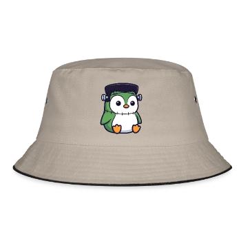 Cute Halloween Penguin Zombie Monster Cartoon - Bucket Hat - khaki/black - Front