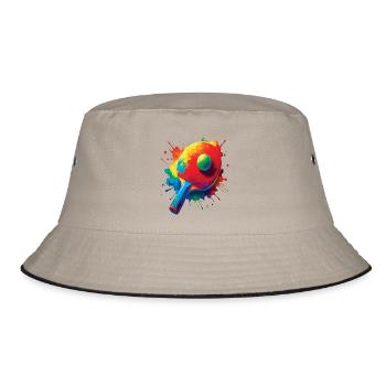 Tennis de Table – Design Sport Ping-Pong Splash - Bucket Hat - Khaki/Schwarz - Vorne