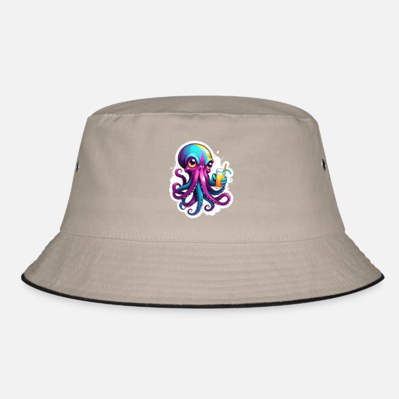 Colorful octopus with drink Bucket Hat