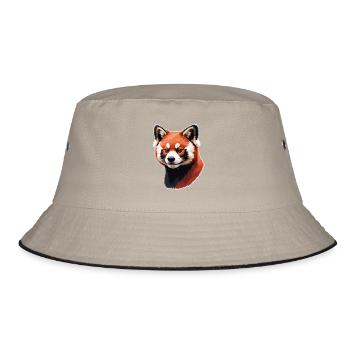 Red Panda Head – Digital Painting - Bucket Hat - khaki/black - Front