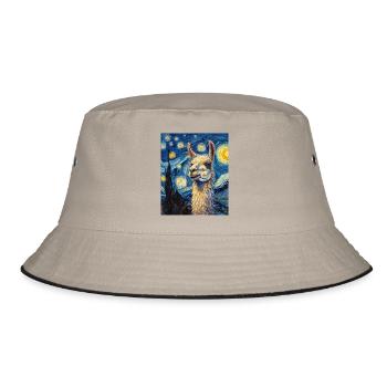 Lama Van Gogh Style - Bucket Hat - khaki/black - Front