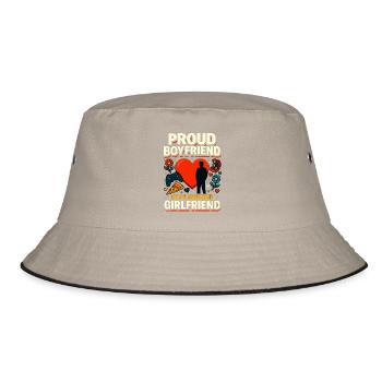 Proud Boyfriend Girlfriend, Valentine's Day Gift - Bucket Hat - khaki/black - Front