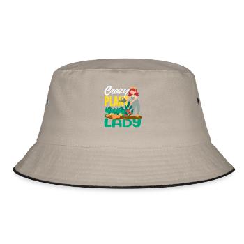 Pflanzenliebhaber Pflanzenfrau Lustige Gärtnerin - Bucket Hat - Khaki/Schwarz - Vorne