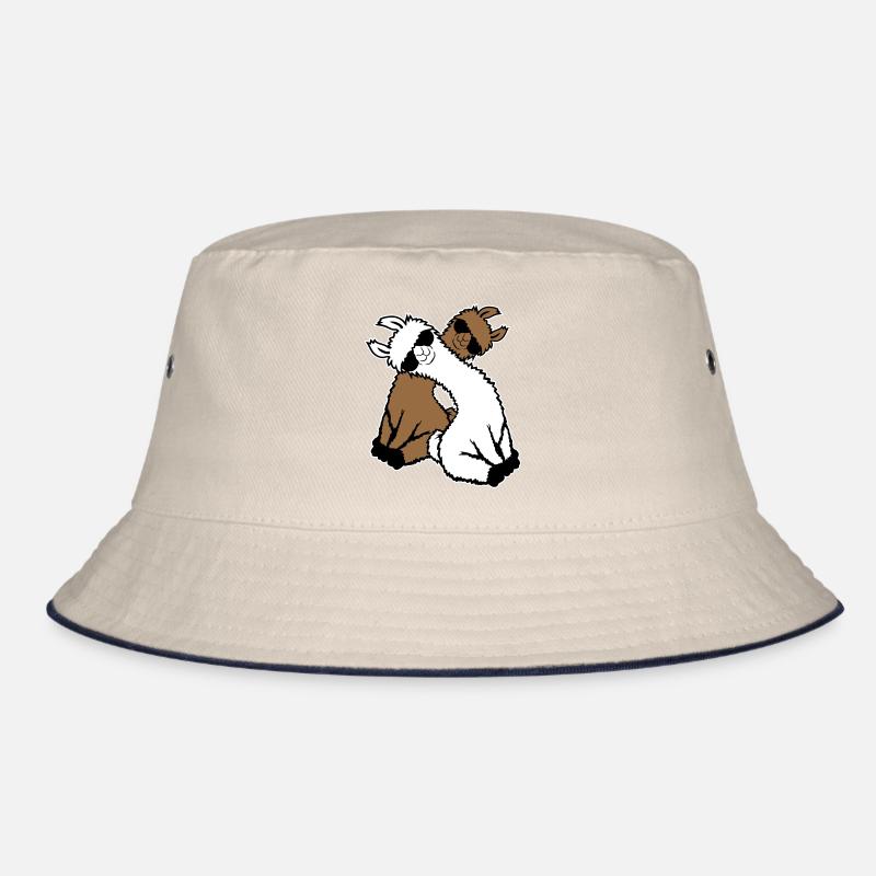 Zwei Lamas Paar 2 Freunde Cool Sonnenbrille Team Bucket Hat