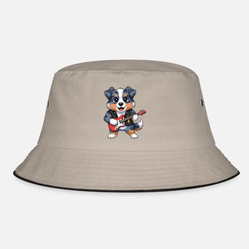 Rockender Hund mit Gitarre Bucket Hat