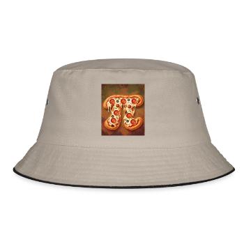 Pi Shape Pizza - Bucket Hat - Khaki/Schwarz - Vorne