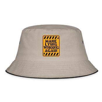 Make Lying Wrong Again Politisches Statement Logo - Bucket Hat - Khaki/Schwarz - Vorne