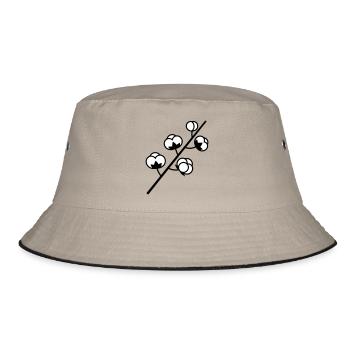 Baumwolle Zweig Pflanze - Bucket Hat - Khaki/Schwarz - Vorne