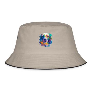 Vizsla Dog Pop Art Portrait Colourful Pet Art - Bucket Hat - khaki/black - Front