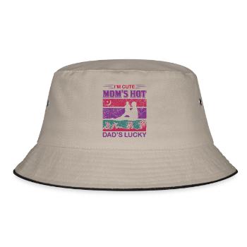 Ich bin süß. Mama ist heiß. Papa hat Glück. Lustig. - Bucket Hat - Khaki/Schwarz - Vorne