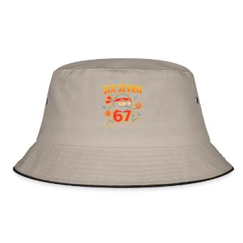 Six Seven 67 Italian Brainrot Ninja Humor Funny - Bucket Hat - khaki/black - Front