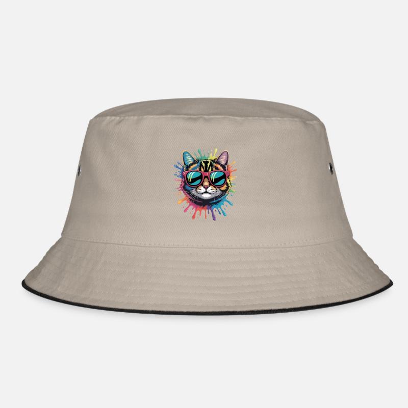 Bunte Katze Wasserfarben Spritzer Graffiti Bucket Hat