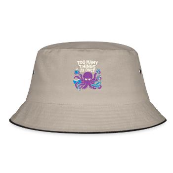 Funny Octopus Overstimulated - Bucket Hat - khaki/black - Front