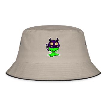 Lila Dämon mit Neon-Schleim - Bucket Hat - Khaki/Schwarz - Vorne