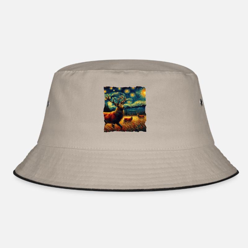 White-tailed deer Starry Night Bucket Hat