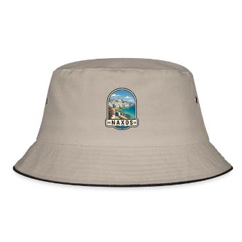 Naxos Griechenland Urlaub Portara Apollo Tempel - Bucket Hat - Khaki/Schwarz - Vorne