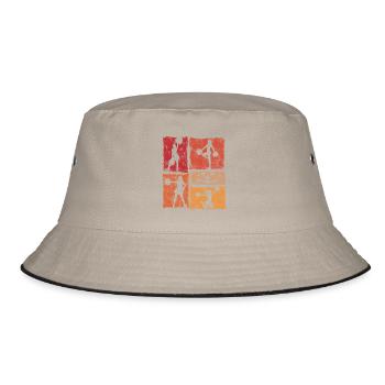 Cheer Squad Cheerleader Sport Vintage Stil - Bucket Hat - Khaki/Schwarz - Vorne