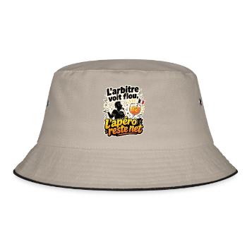 L’arbitre voit flou, l’apéro reste net - Bucket Hat - Khaki/Schwarz - Vorne